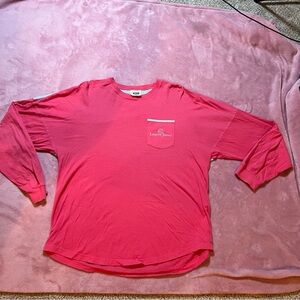Lauren James pink Size Medium Long-Sleeve Pocket Tee Gingham Print in Blue back
